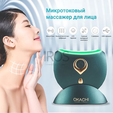 Масажер для обличчя мікростумовий прилад EMS + LED для підтягування шкіри обличчя та шиї OKACHI GLIYA 7615G - 3 299 грн